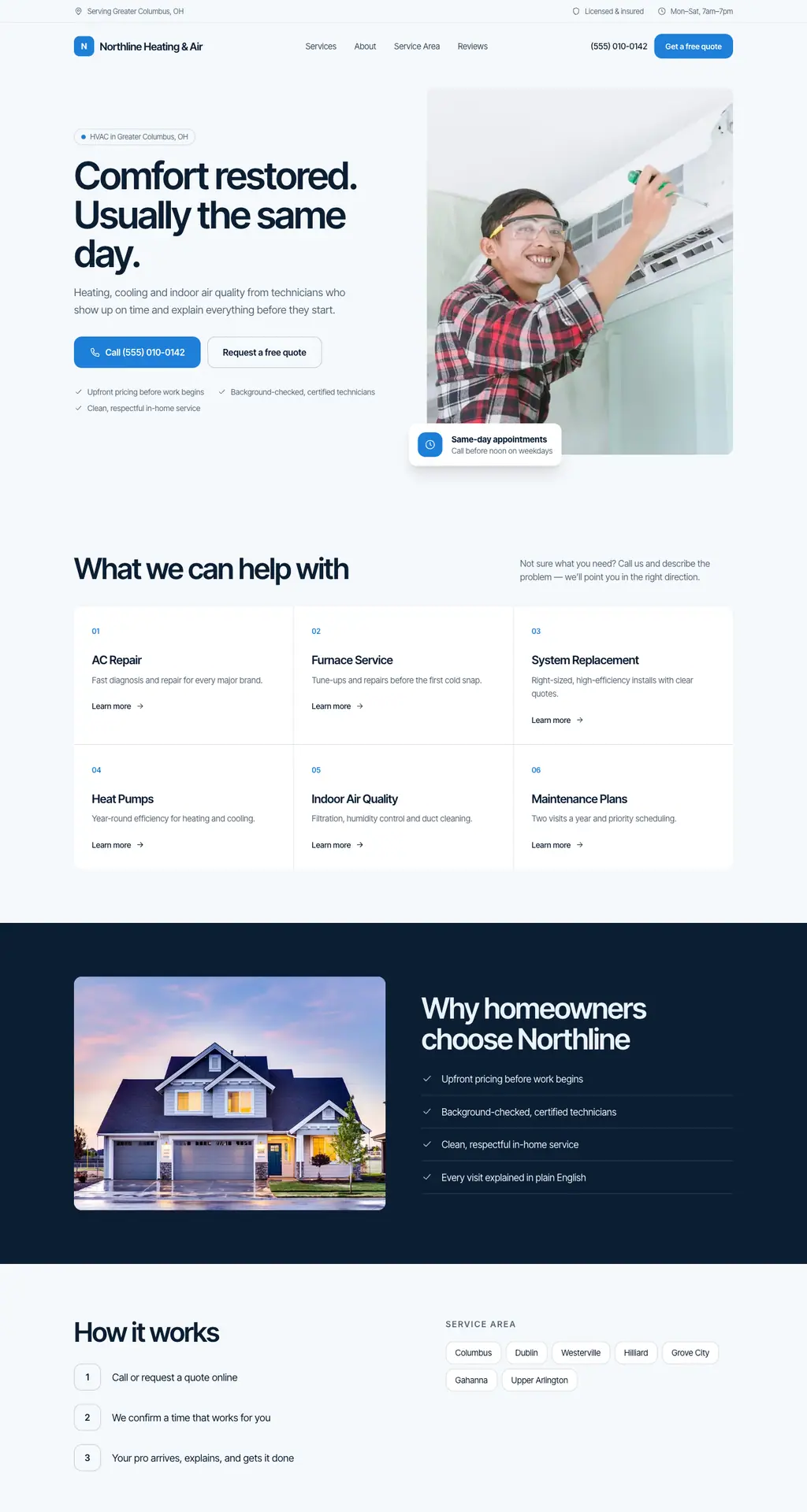 Northline Heating & Air — desktop view