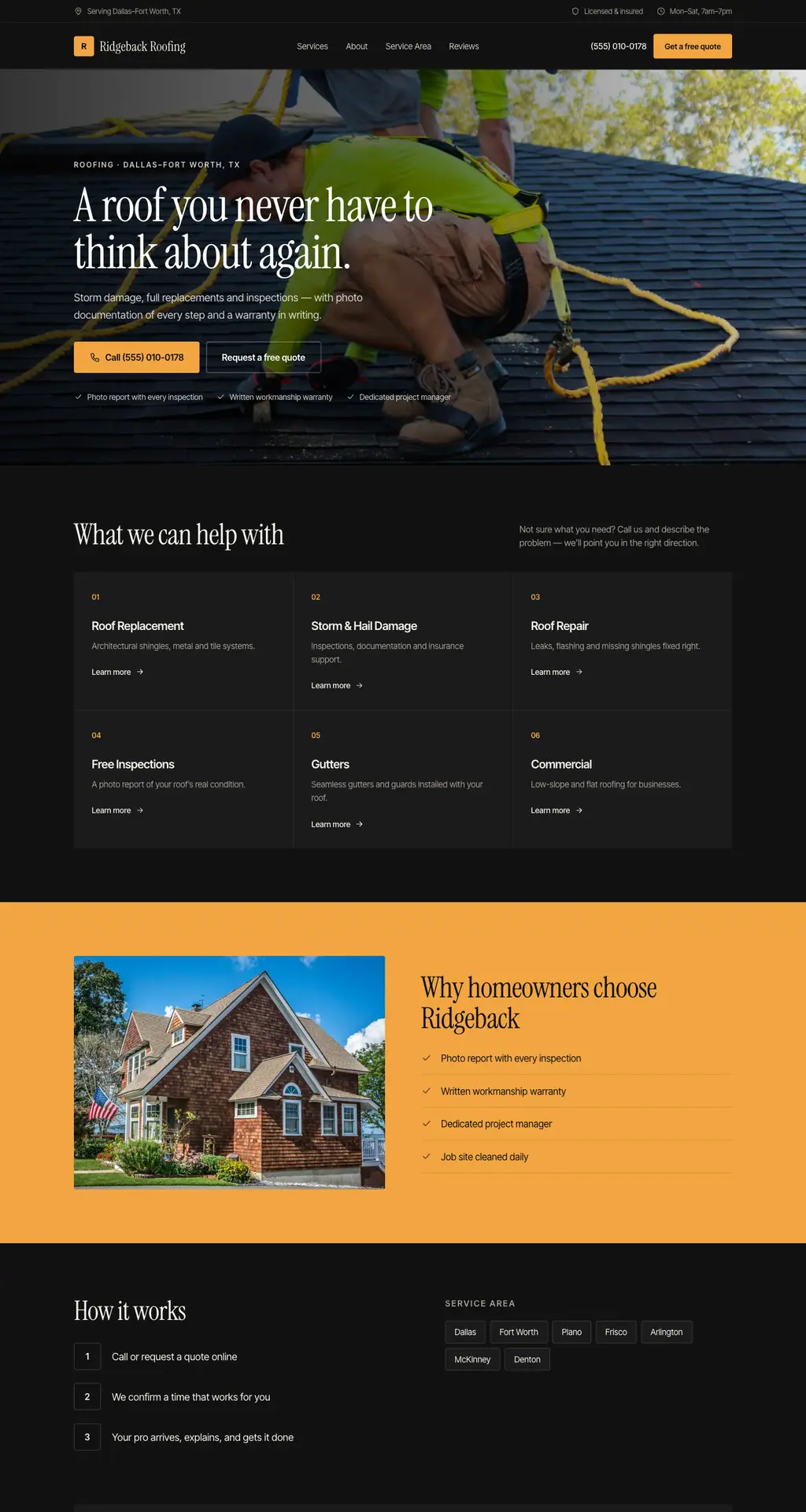 Ridgeback Roofing — desktop view